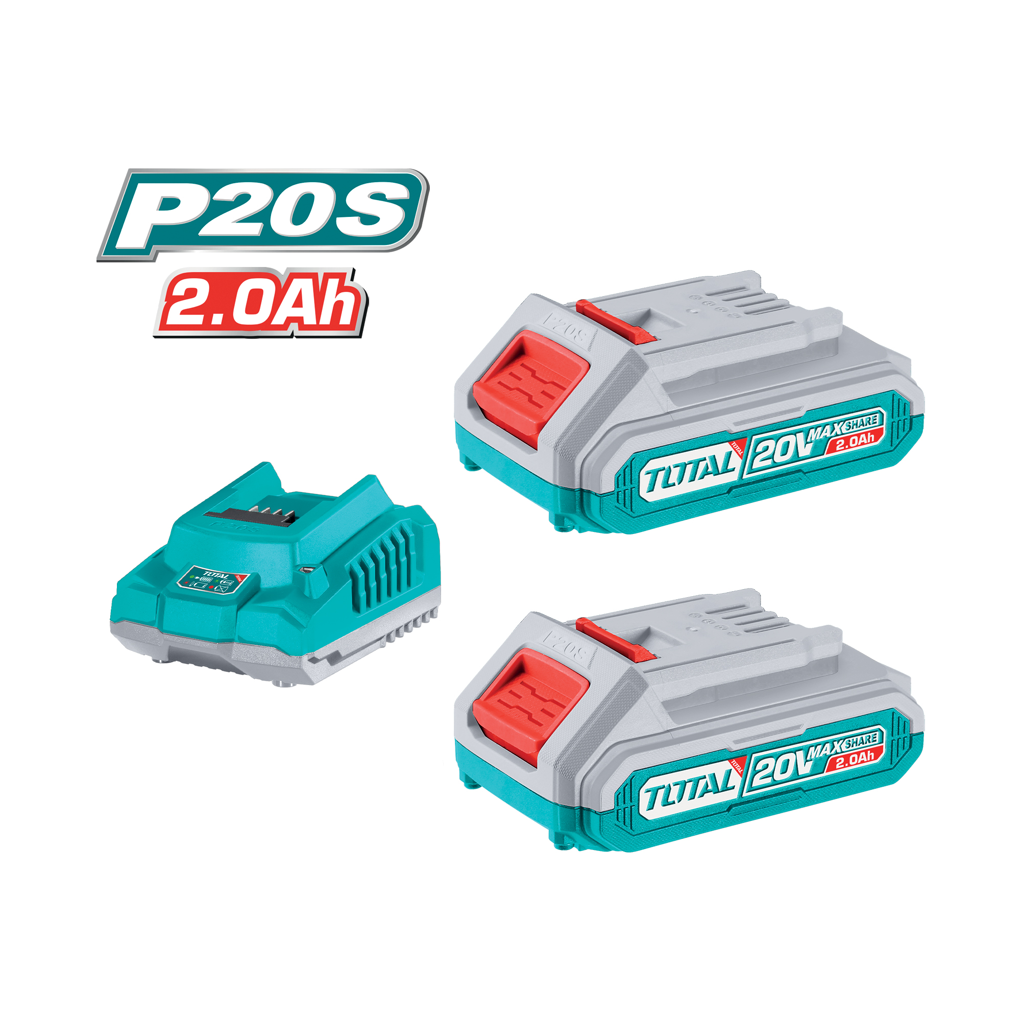 Jeu de 2 batteries 2Ah + chargeur  TFBCPK1222E | 20 V - 2 Ah