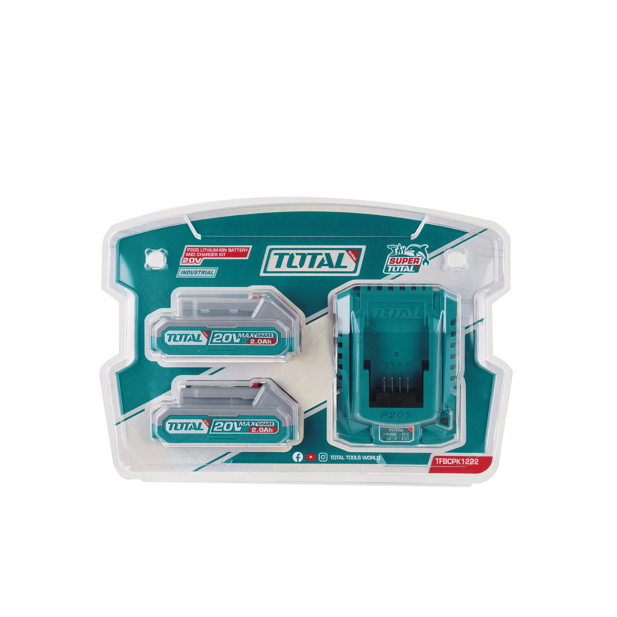 Jeu de 2 batteries 2Ah + chargeur  TFBCPK1222E | 20 V - 2 Ah