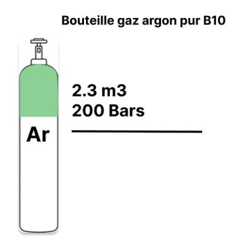 Bouteille rechargeable de gaz soudure Argon Pur - B10 - 2,2m³