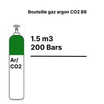 Bouteille rechargeable de gaz soudure Argon CO2 15% - B8 - 1,5m³