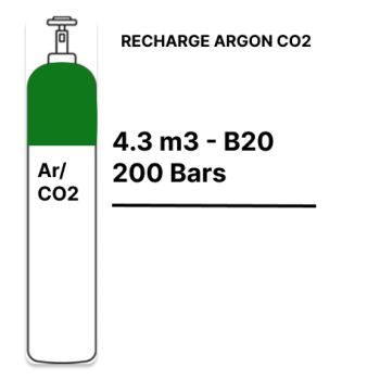 Bouteille rechargeable de gaz soudure Argon CO2 15% - B20 - 4,3m³