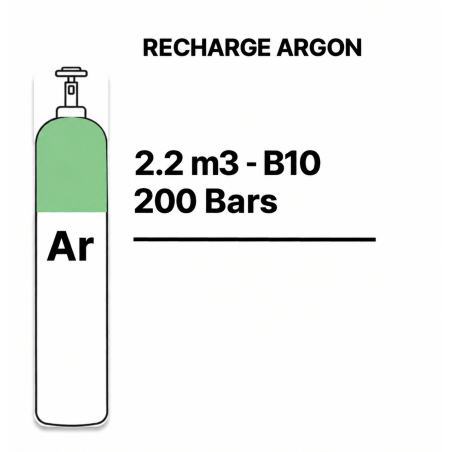 Bouteille gaz de soudure Argon Pur - B10 - 2,2m³  - 245,00 €