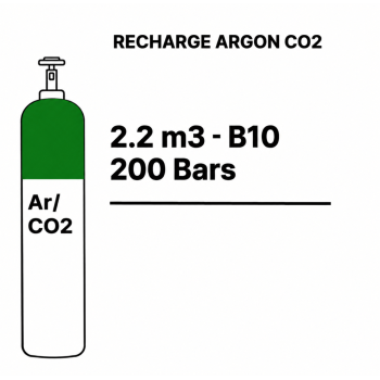 Bouteille gaz de soudure Argon CO2 15% - B10 - 2,2m³  - 245,00 €