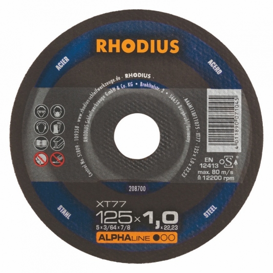 Disque à tronçonner l'acier Ø 125 mm Rhodius XT77 Disque à tronçonner l'acier Ø 125 mm Rhodius XT77