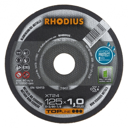 Disque à tronçonner l'aluminium Ø 125 mm Rhodius XT24 Disque à tronçonner l'aluminium Ø 125 mm Rhodius XT24