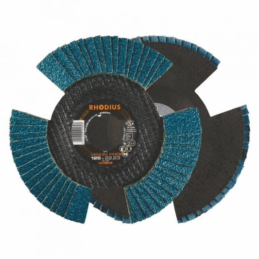 Disque à lamelles ajouré pour l'acier Ø 125 mm Rhodius Vision PRO Disque à lamelles ajouré pour l'acier Ø 125 mm Rhodius Vision PRO