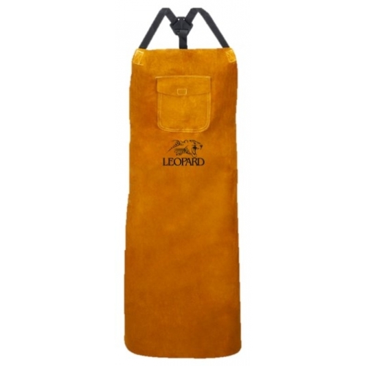 LEOPARD| Tablier de soudure en croute marron avec poche ventrale LEOPARD| Tablier de soudure en croute marron avec poche ventrale