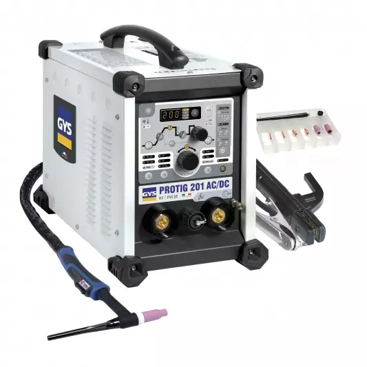 Poste à souder GYS PROTIG 201 AC/DC HF FV avec torche SR 26DB - 4 M Poste à souder GYS PROTIG 201 AC/DC HF FV avec torche SR 26DB - 4 M