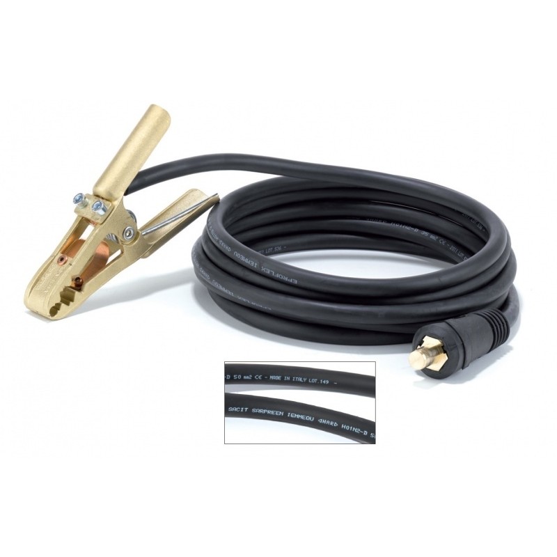 Pince de masse OMEGA 4  en laiton + câble 35 mm² longueur 4 m