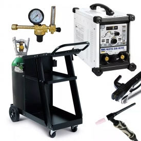 PACK : Poste à souder GYS PROTIG 200 AC DCHF -torche 4m + Détendeur+Gaz+Chariot