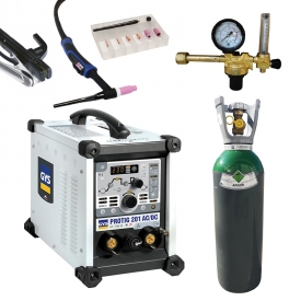 PACK : Poste à souder GYS PROTIG 201 AC DCHF -torche SR26DB 4m + Détendeur + Gaz