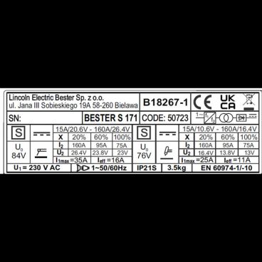 LINCOLN - B18267-1 Poste à  souder inverter Bester S171