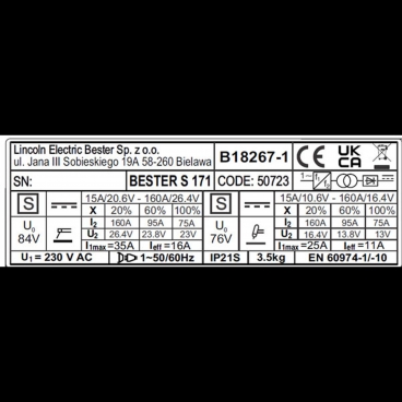 LINCOLN - PACK Poste à souder inverter Bester S171