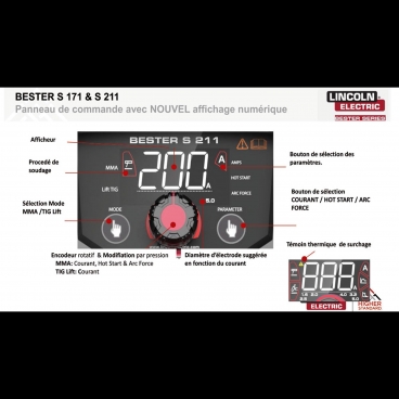 LINCOLN - PACK 1 Poste à  souder inverter Bester S211