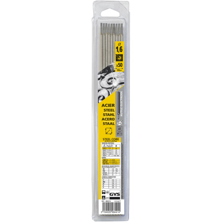 Pack de 50 électrodes ACIER rutiles Ø 1,6 mm GYS
