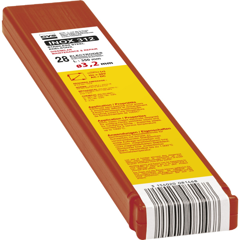 électrodes inox 312R  Ø 3,2 mm GYS X28 pièces
