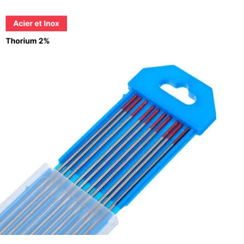 Electrodes Tungstène Thorium 2% (Rouge) - Ø1,0x150 mm (x10)