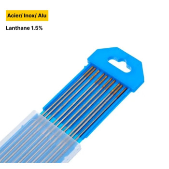 Electrodes Tungstène Lanthane 1,5% (Or) - Ø1,0x150 mm (x10)