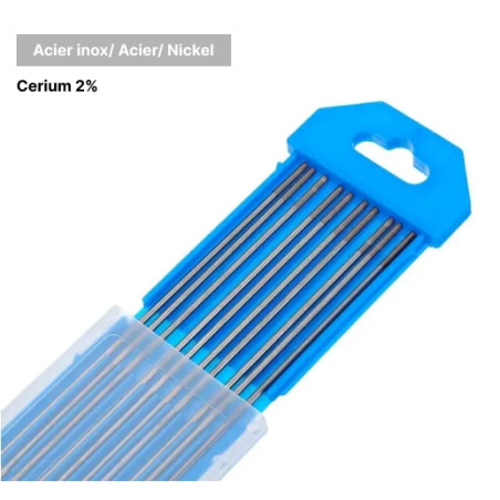 Electrodes Tungstène Cérium 2% (Grise) - Ø2,0x150 mm (x10)
