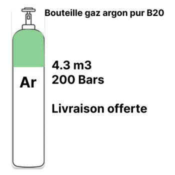Bouteille gaz de soudure Argon Pur - B20 - 4,3m³