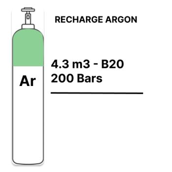 Recharge bouteille Gaz Argon Pur - B20 - 4,3m³