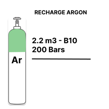 Recharge bouteille Gaz Argon Pur - B10 - 2,2m³