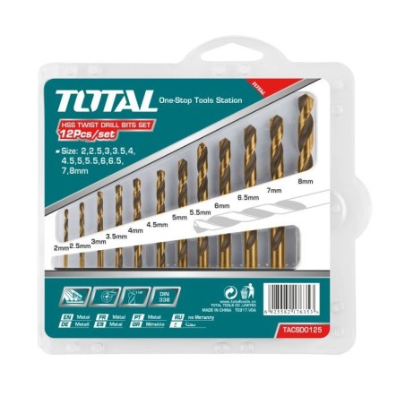 Jeu de 12 forets pour métal  TACSD0125 | HSS