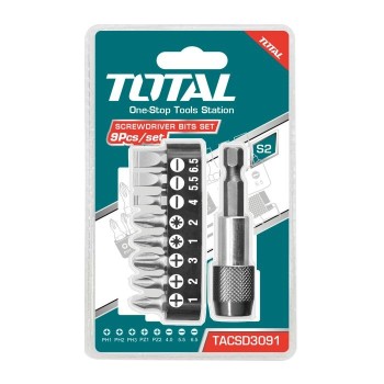 Jeu de 9 embouts 1/4'' avec porte-embouts  TACSD3091