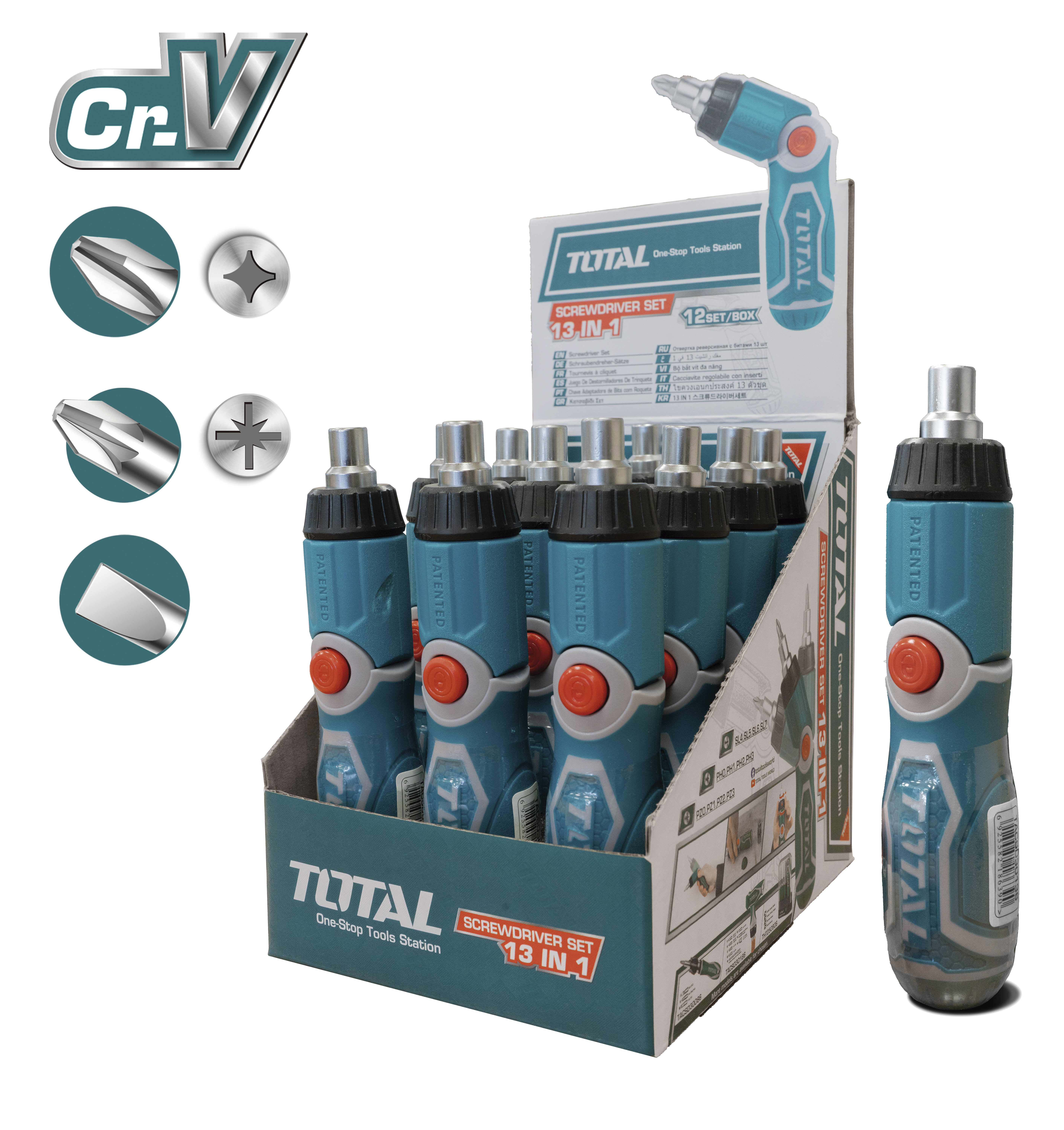 tournevis articulé à 12 pointes  TACSD30136 | Chromo-vanadium (Cr-V)