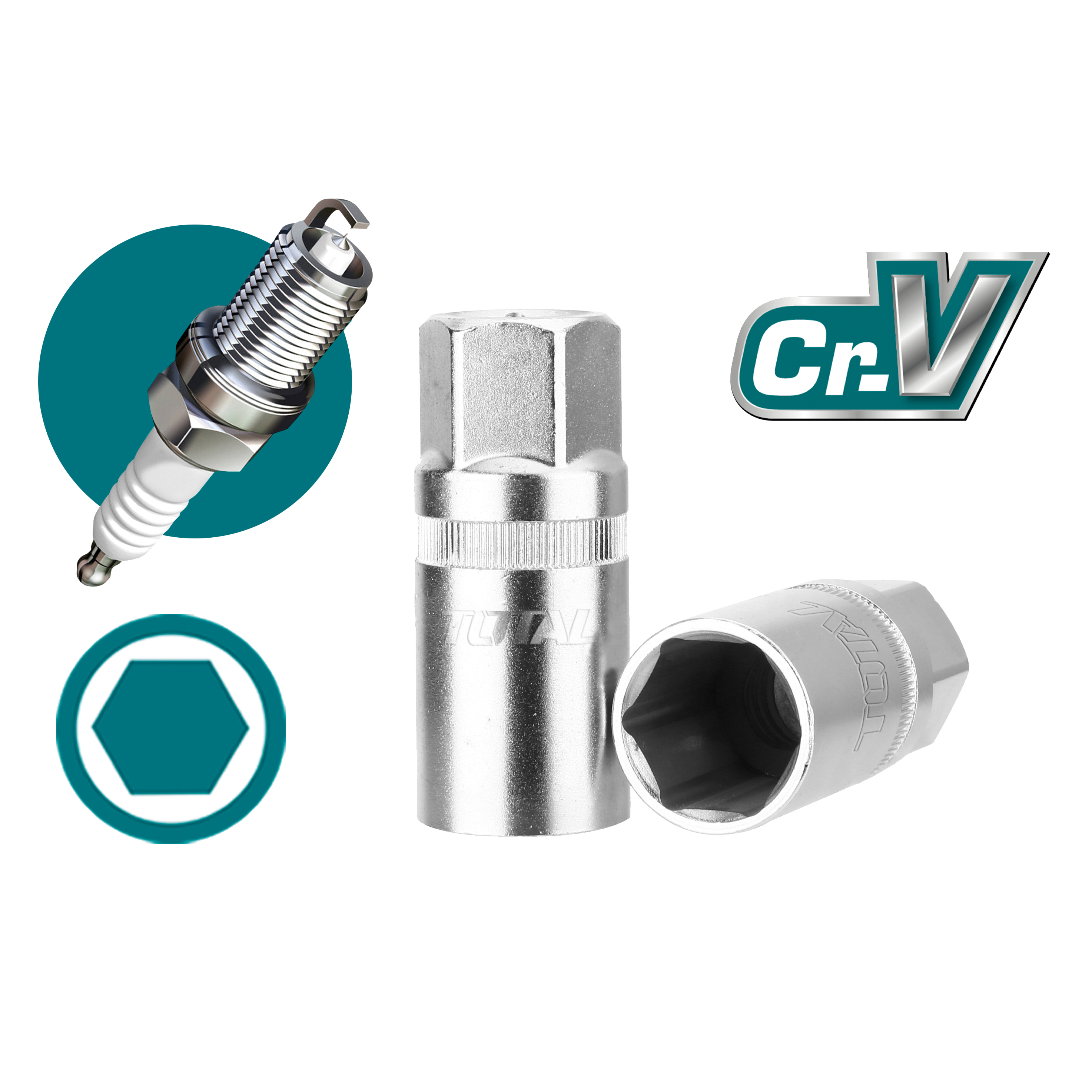 Douille hexagonale 1/2'' pour bougie  THSPS12 | 16 mm | Chromo-vanadium (Cr-V)