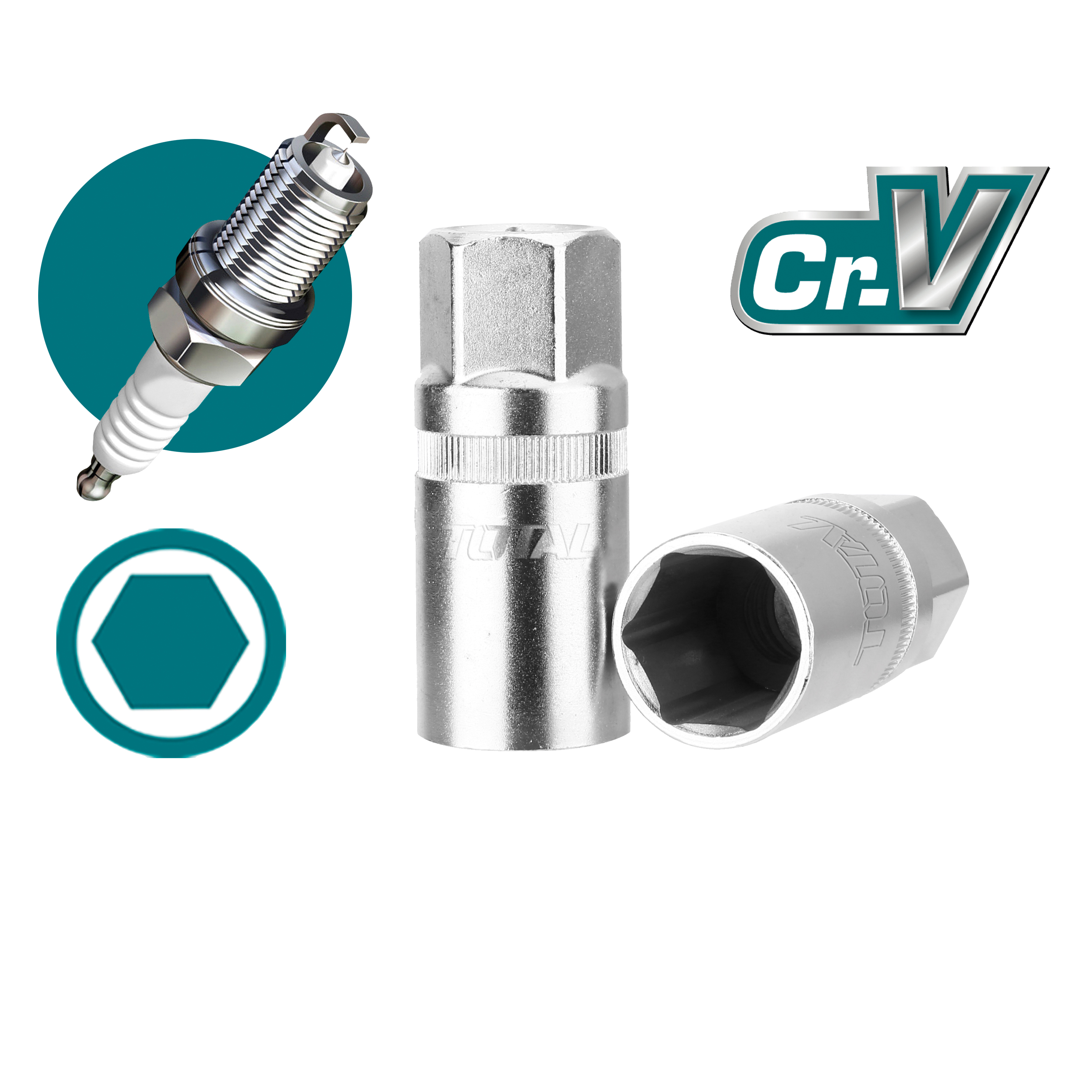 Douille hexagonale 1/2'' pour bougie  THSPS12 | 21 mm | Chromo-vanadium (Cr-V)