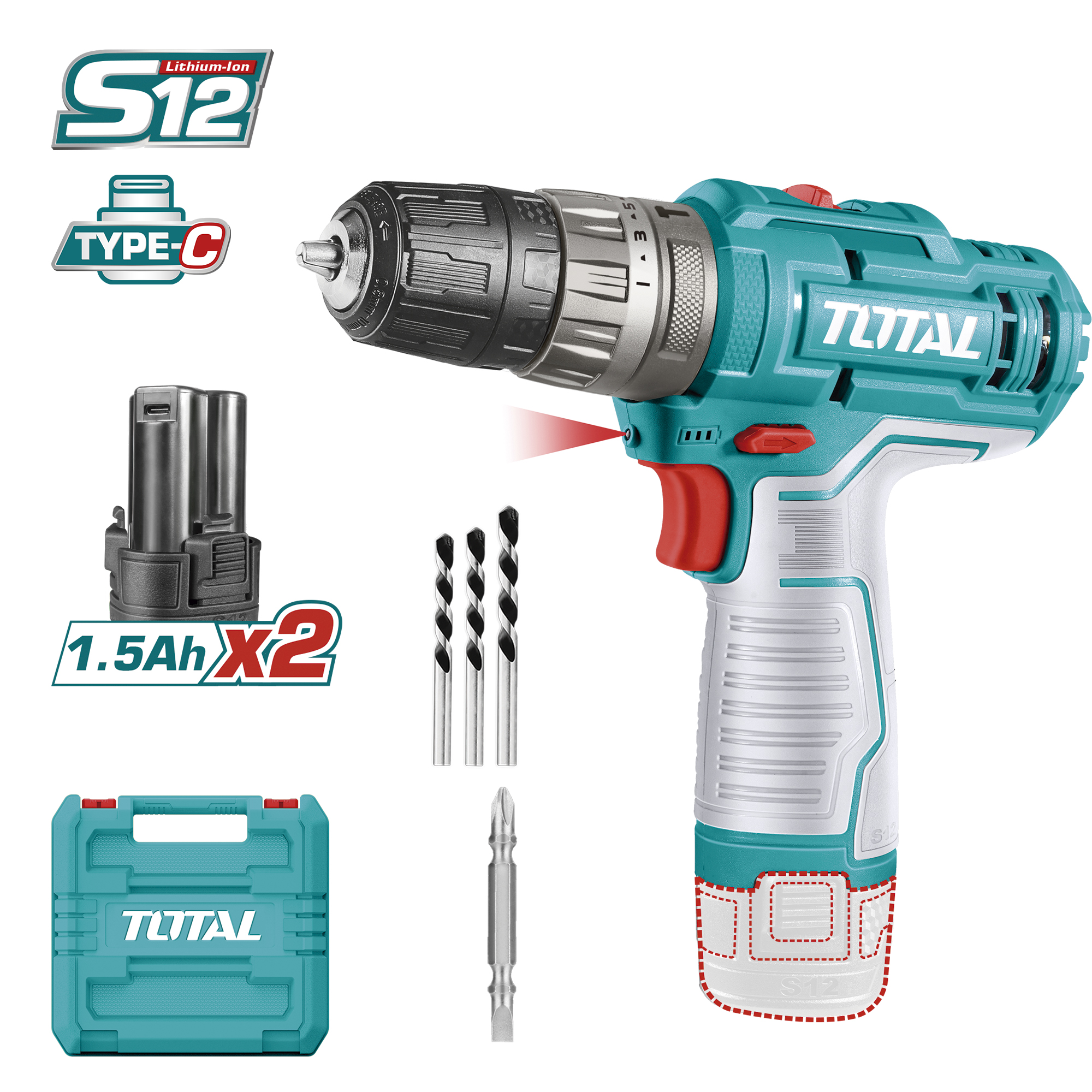 Perceuse combinée à batterie  TIDLI12202 | 12 V