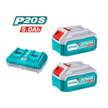 Jeu de 2 batteries 5Ah + chargeur double  TFBCPK2425 | 20 V - 5 Ah
