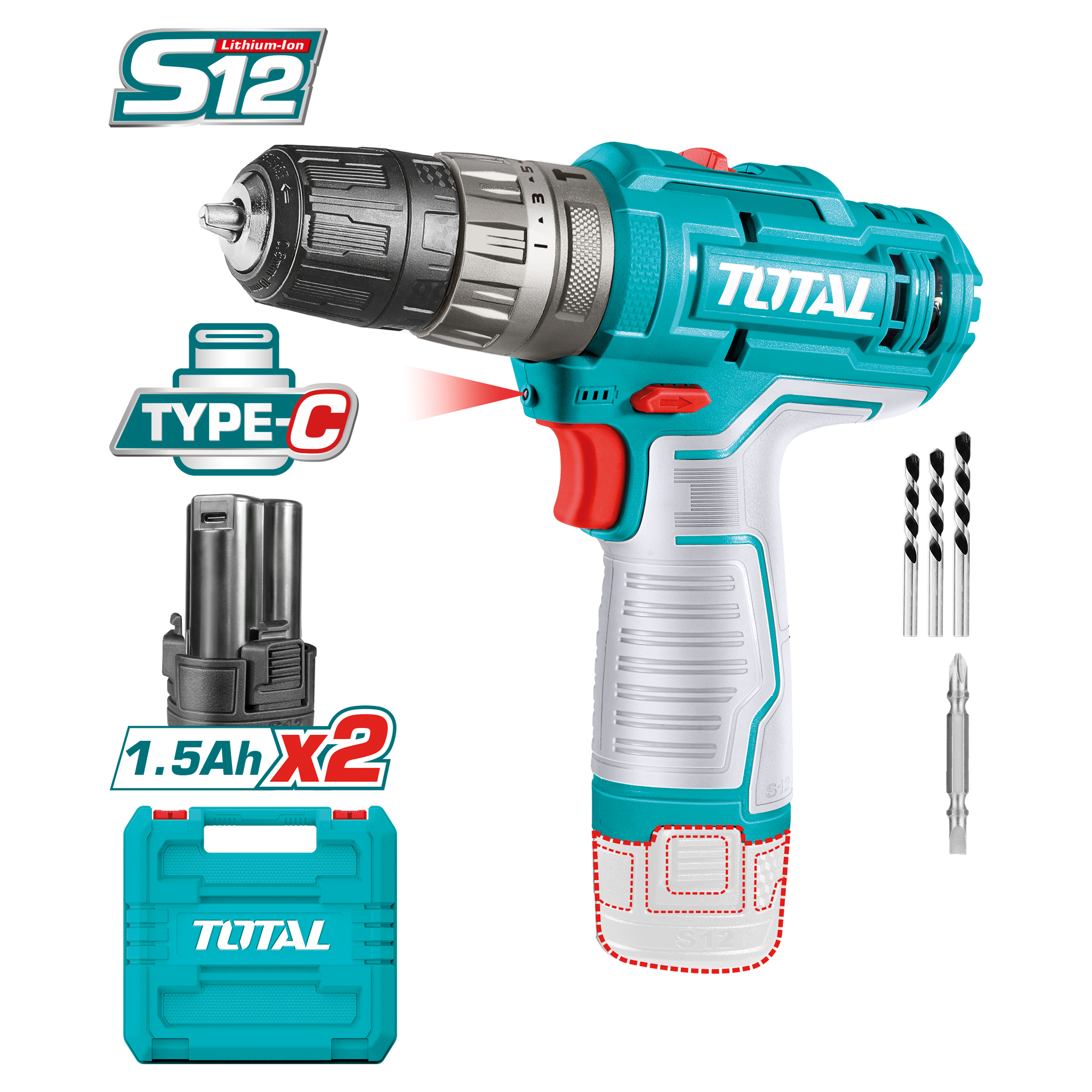 Perceuse combinée à batterie  TIDLI12202E | 12 V