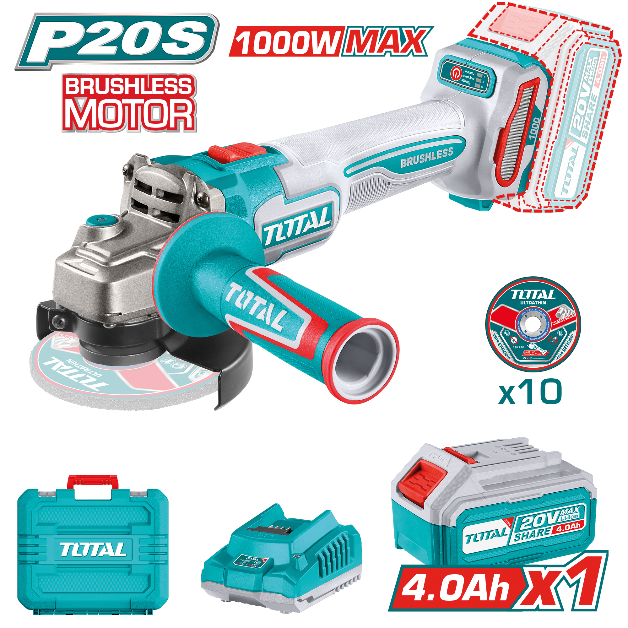 Meuleuse brushless à batterie  TAGLI271531E | 20 V