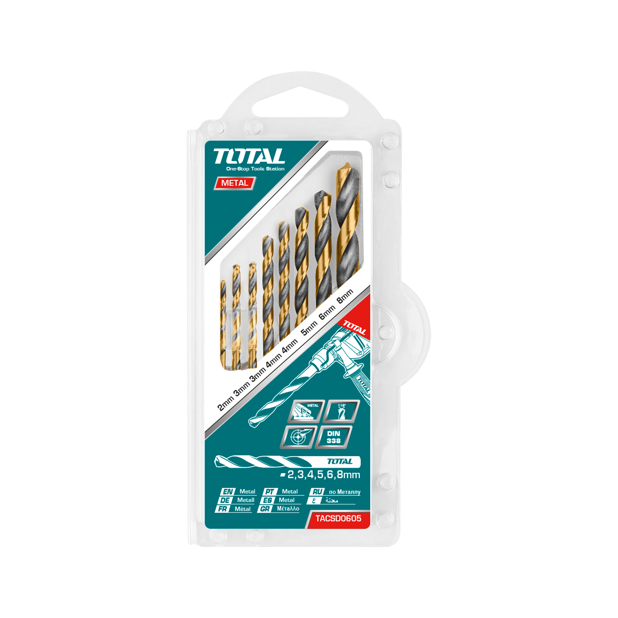Jeu de 8 forets pour métal  TACSD0801 | HSS