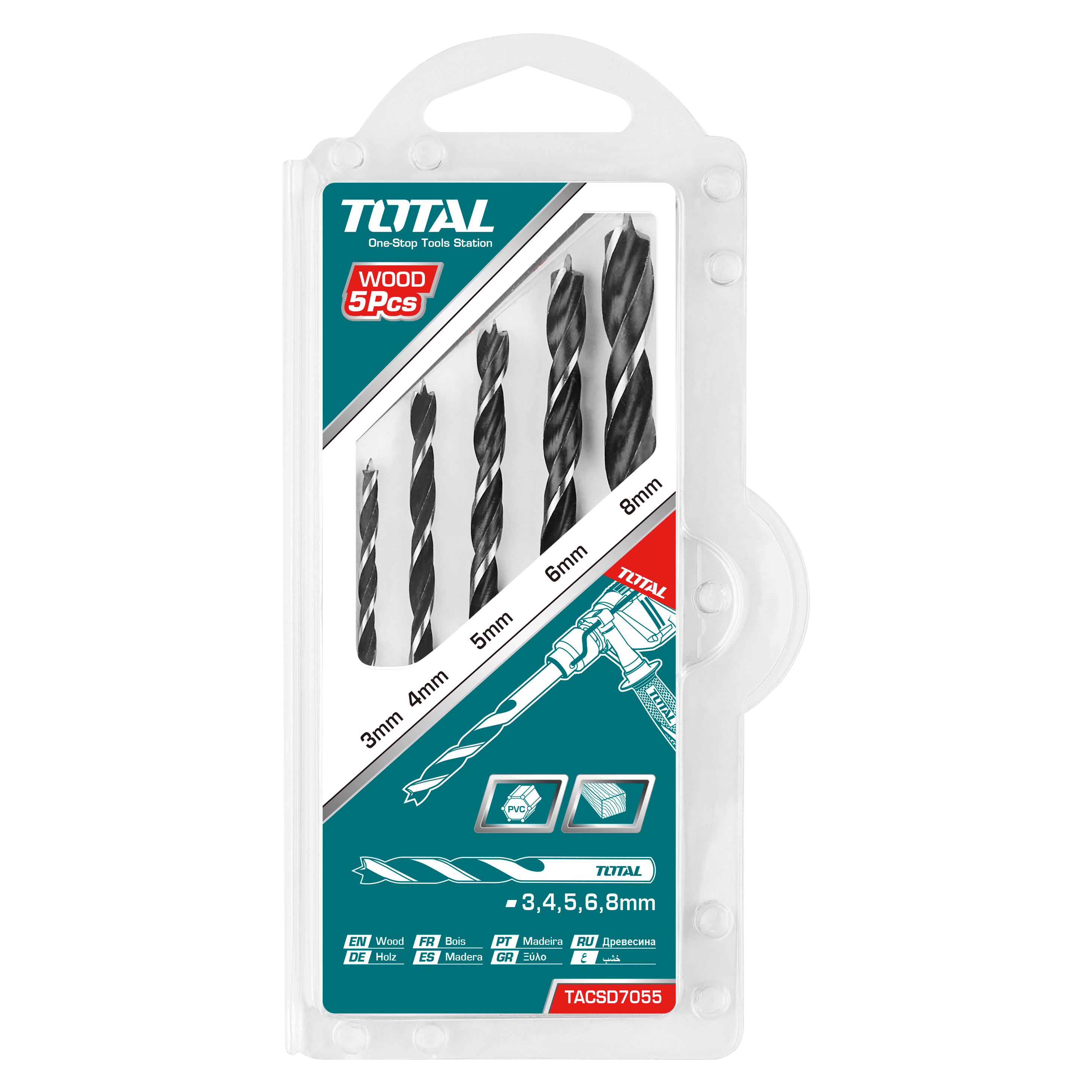Jeu de 5 forets pour bois  TACSD7055 | HSS
