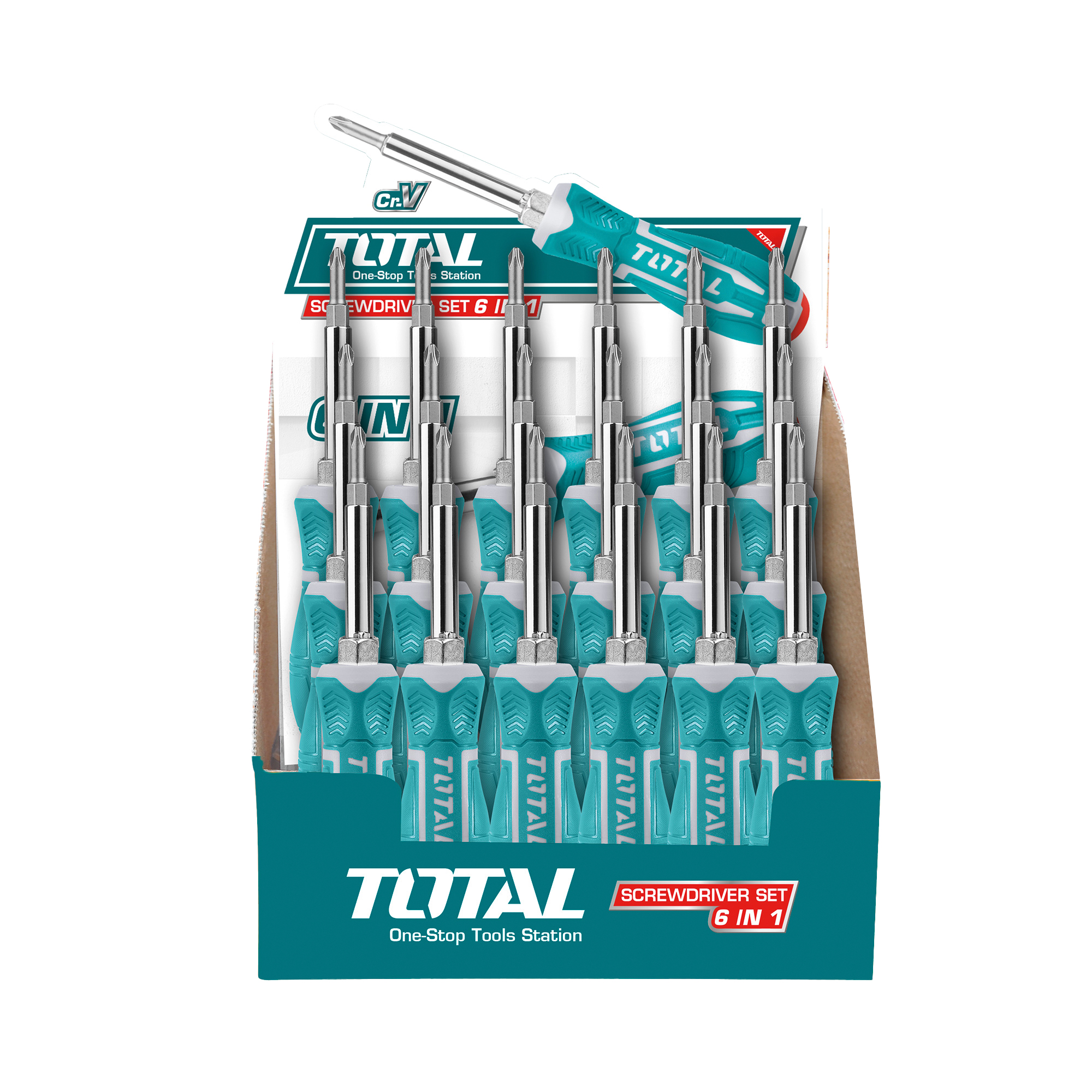 Tournevis avec 6 embouts interchangeables  THT2506076 | Chromo-vanadium (Cr-V)