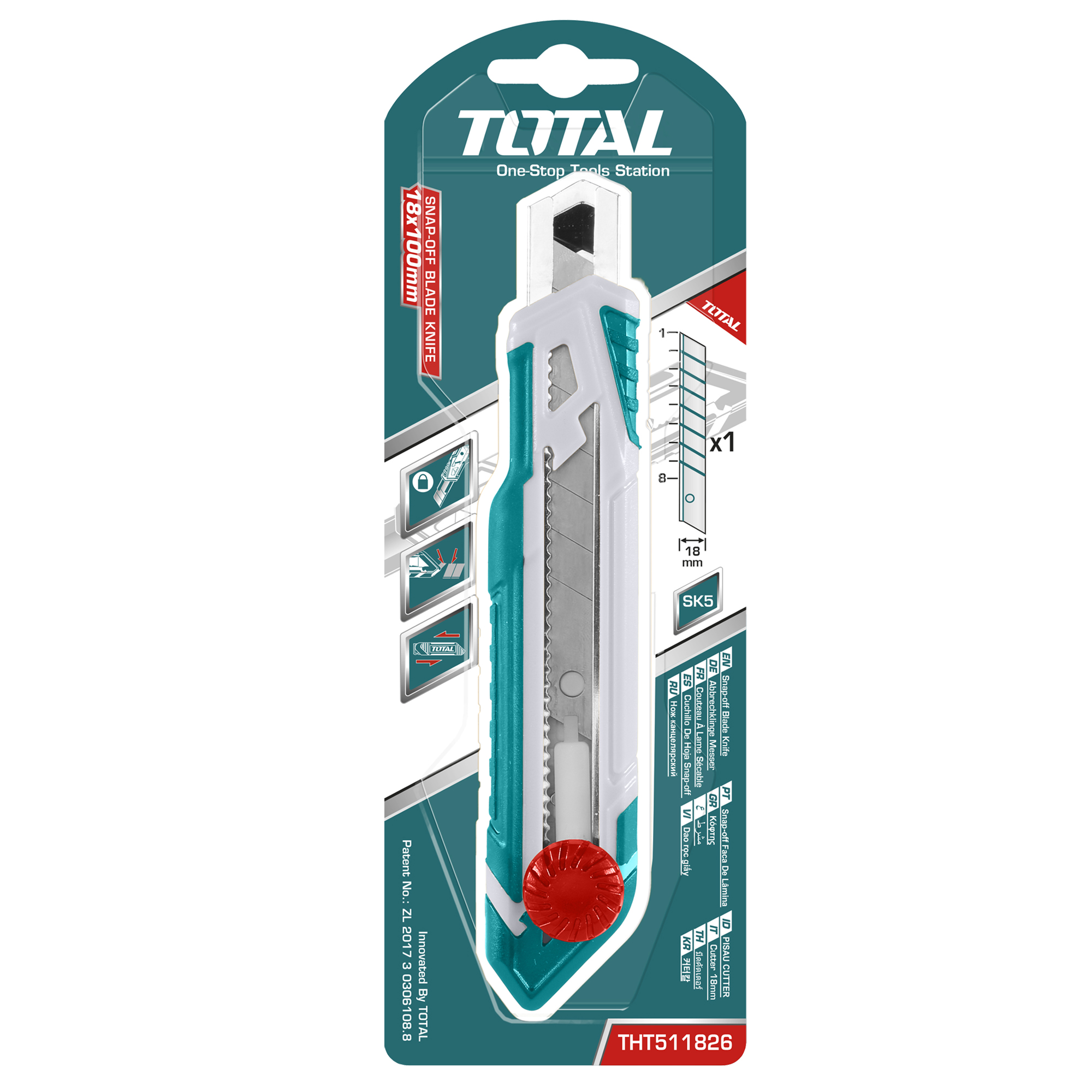 Cutter  THT511826 | 18 x 100 mm | Guide en plastique