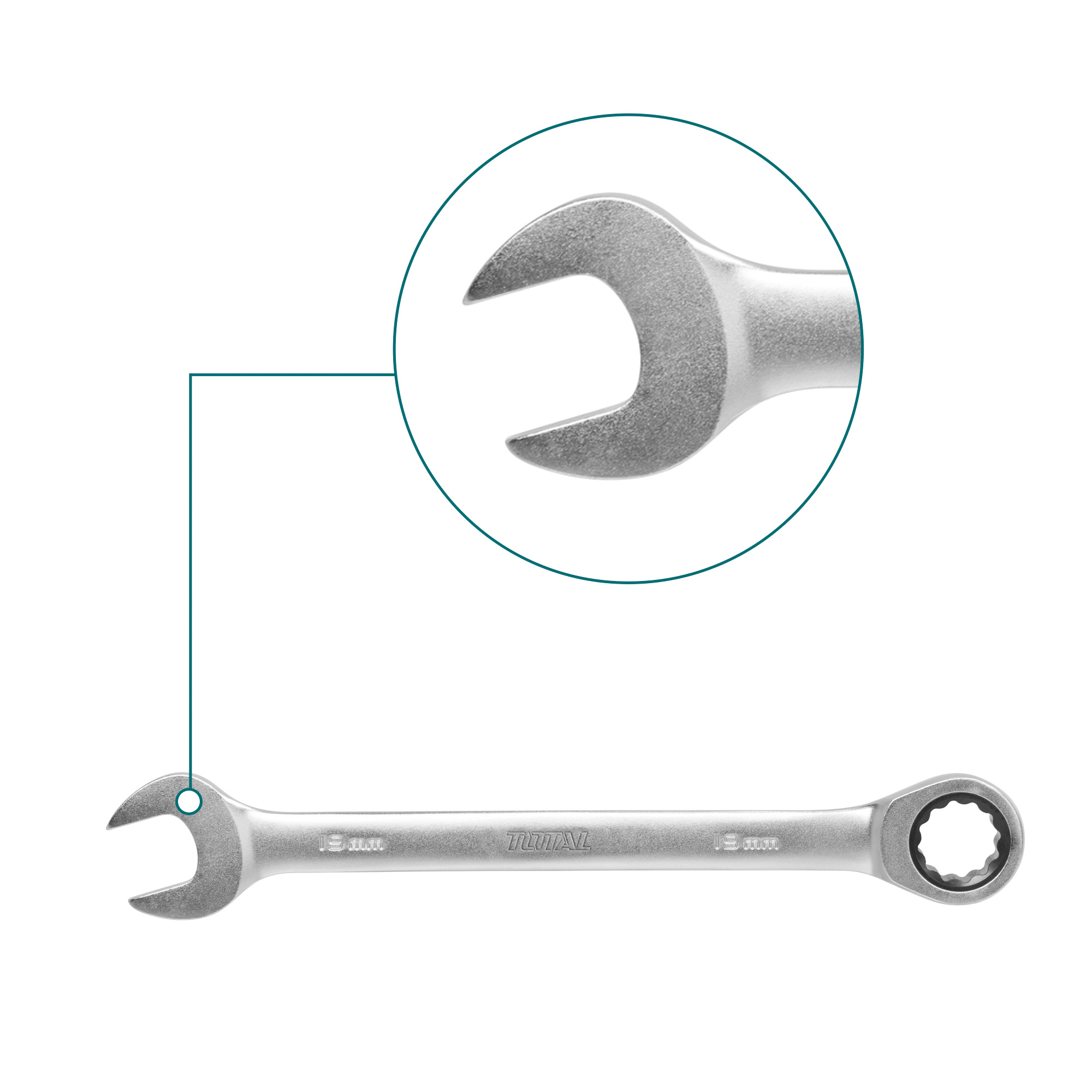 Clé mixte cliquet  TCSPAR | 13 x 178 mm | Chromo-vanadium (Cr-V)