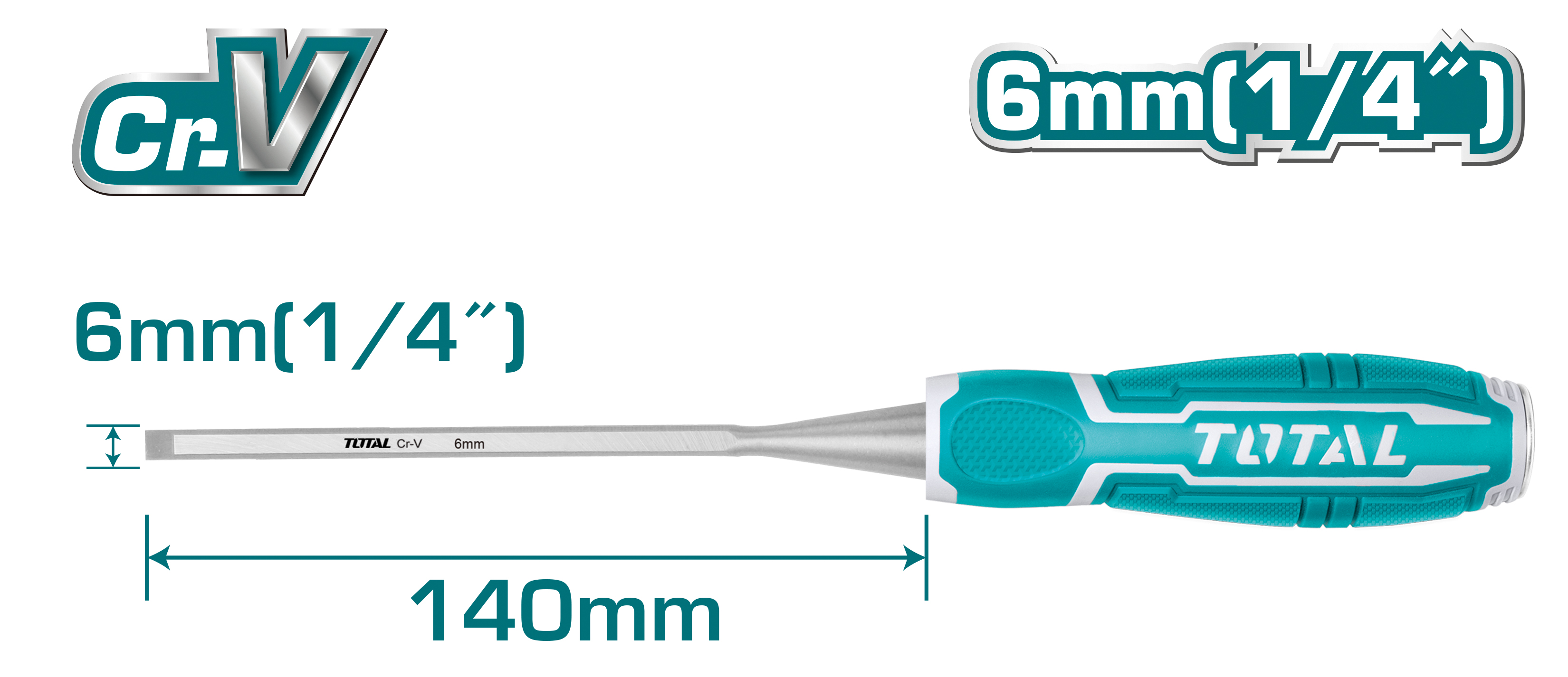 Ciseau à bois  THT41 | 6 x 140 mm | Chromo-vanadium (Cr-V)