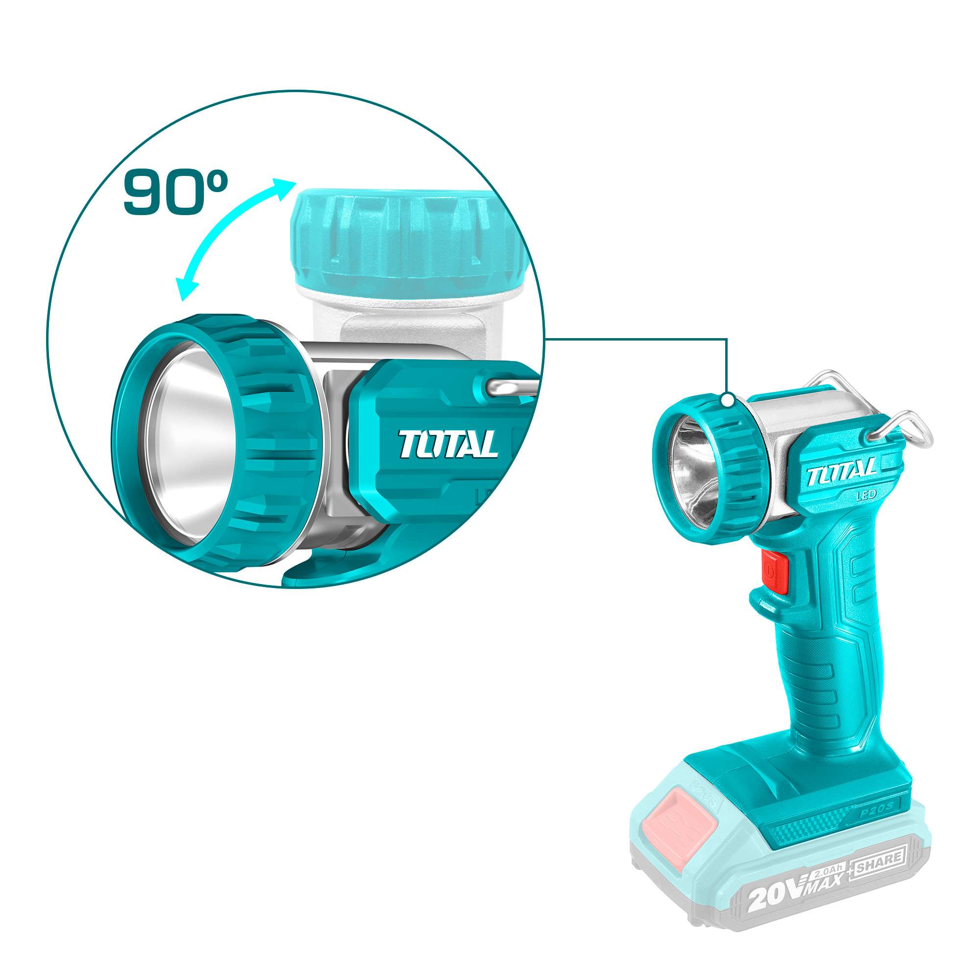 Lampe-torche LED à batterie  TWLI2038 | 20 V