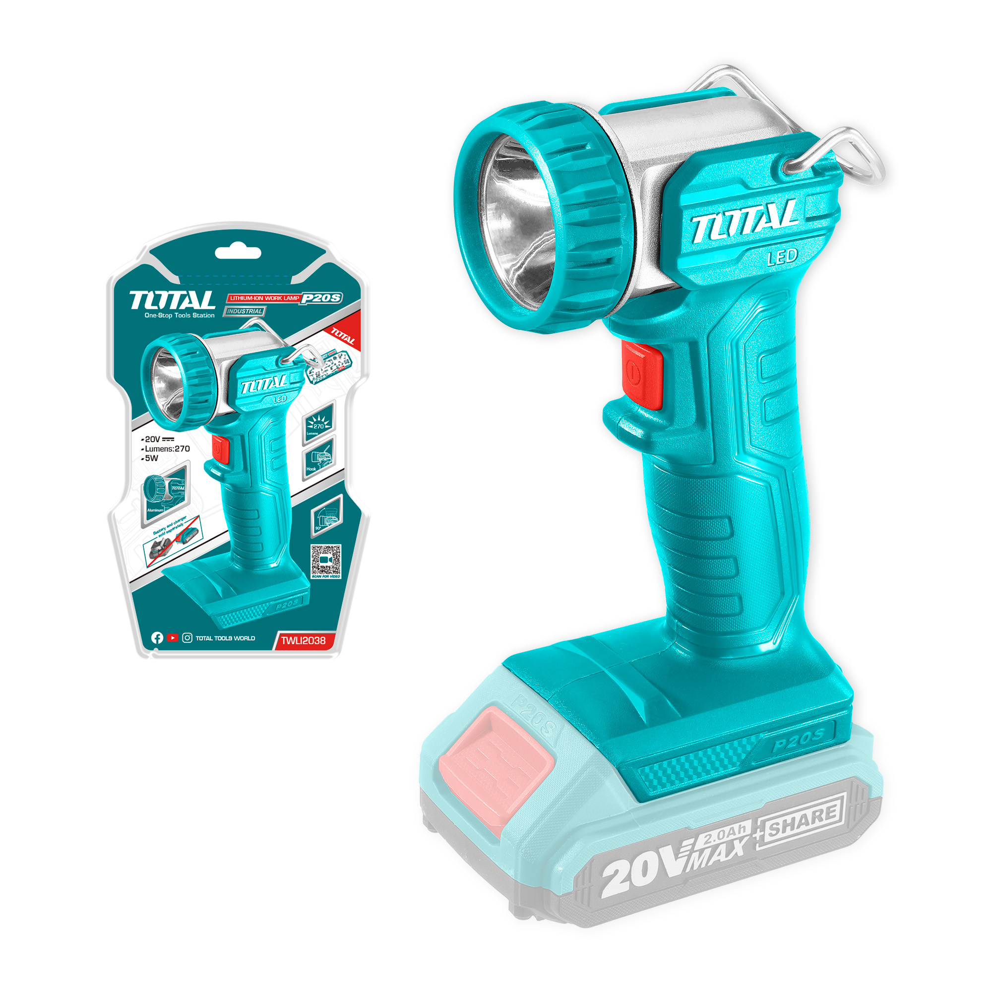 Lampe-torche LED à batterie  TWLI2038 | 20 V