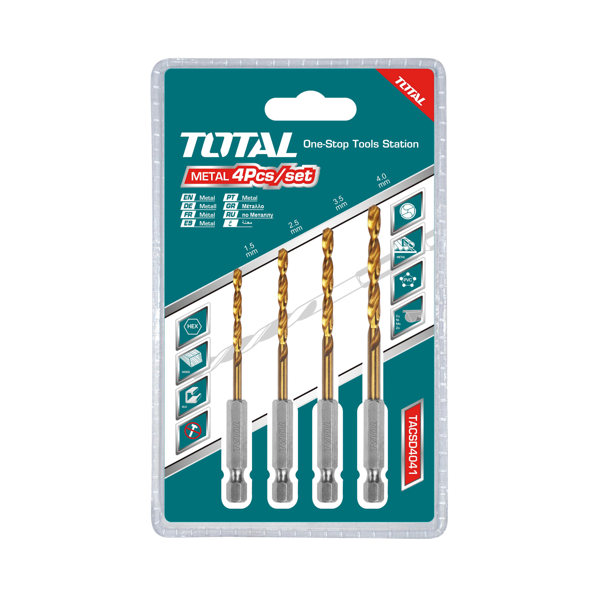 Jeu de 4 forets en titane  TACSD4041
