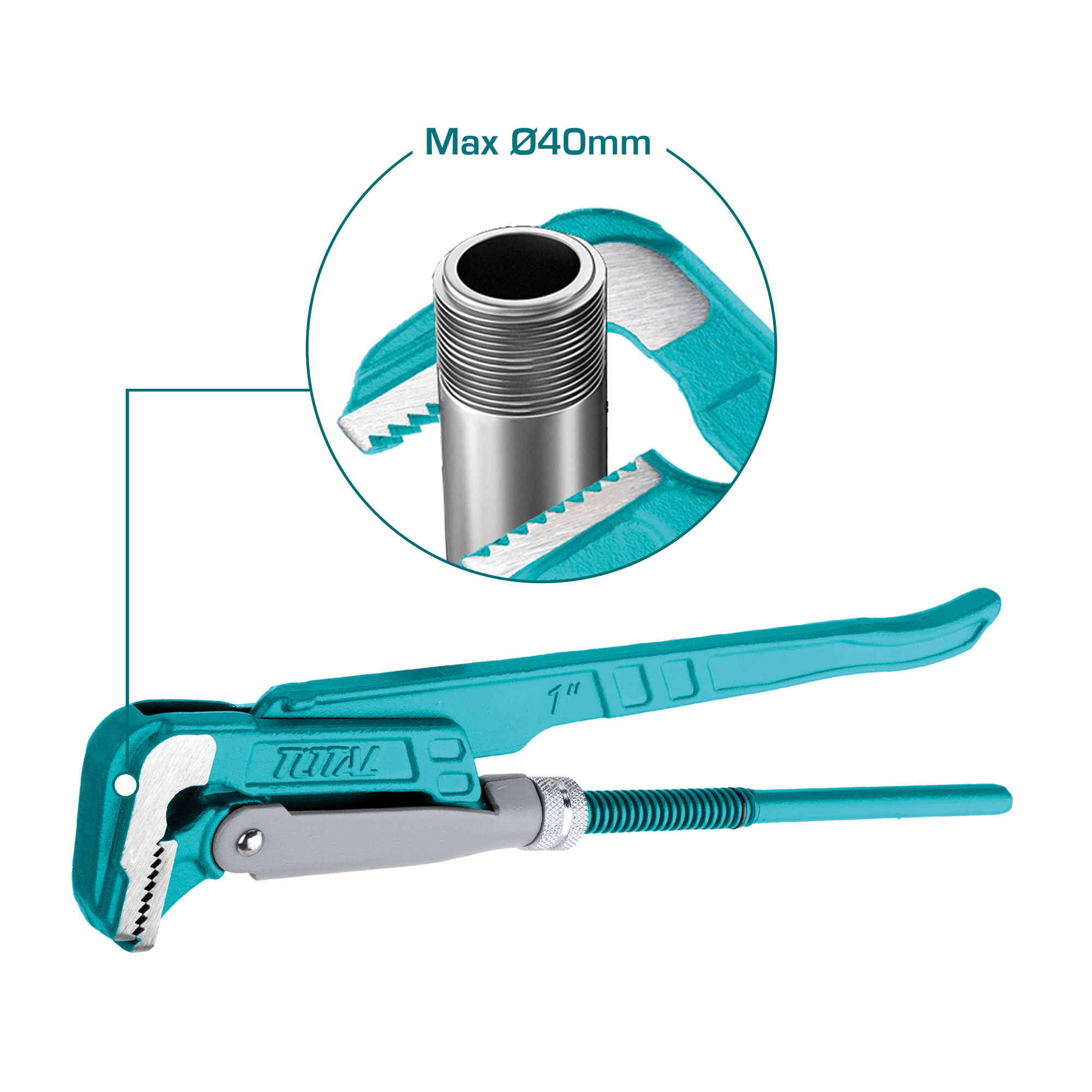 Clé serre-tube suédoise 90º  THT172L | 1'' | Acier au carbone