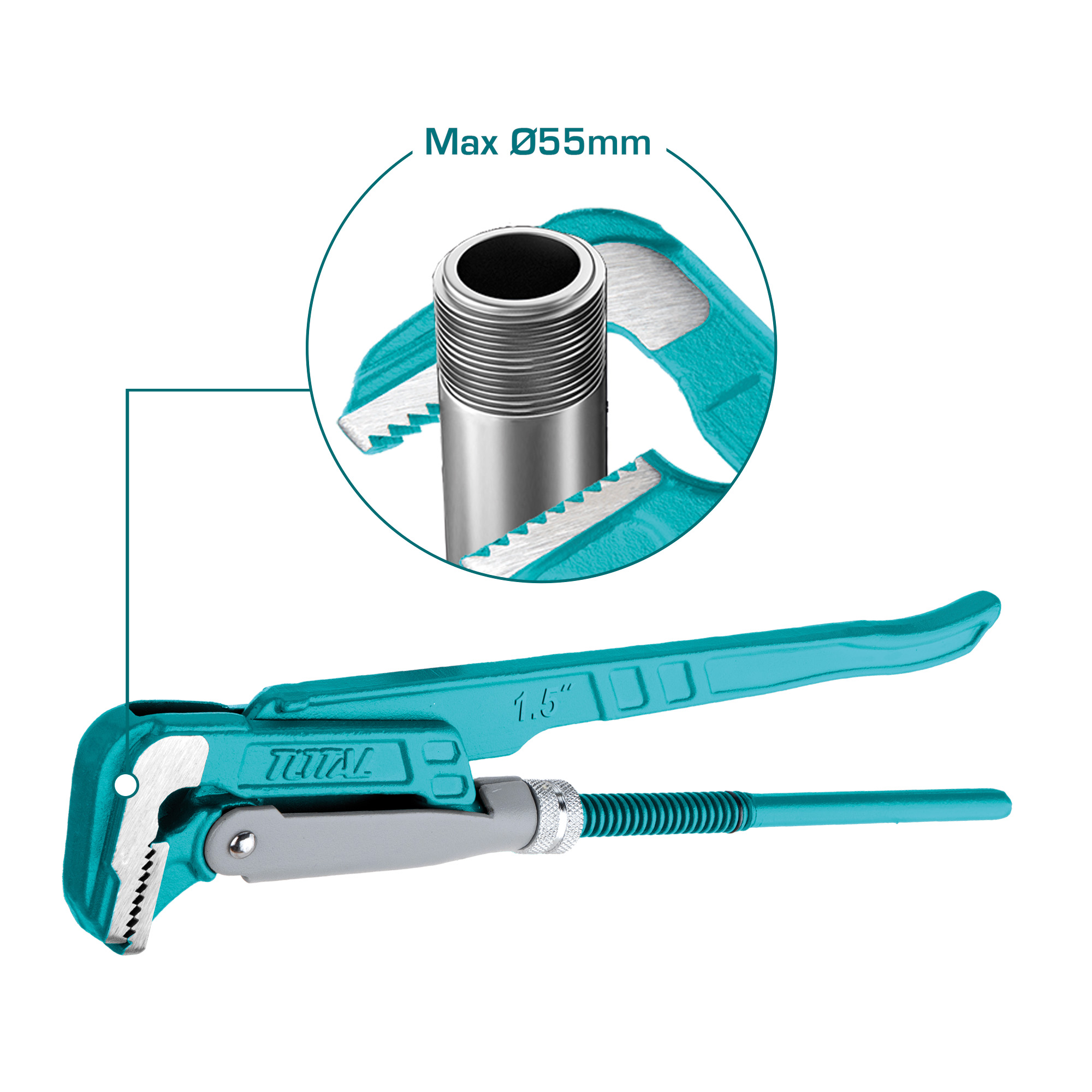 Clé serre-tube suédoise 90º  THT172L | 1,5'' | Acier au carbone