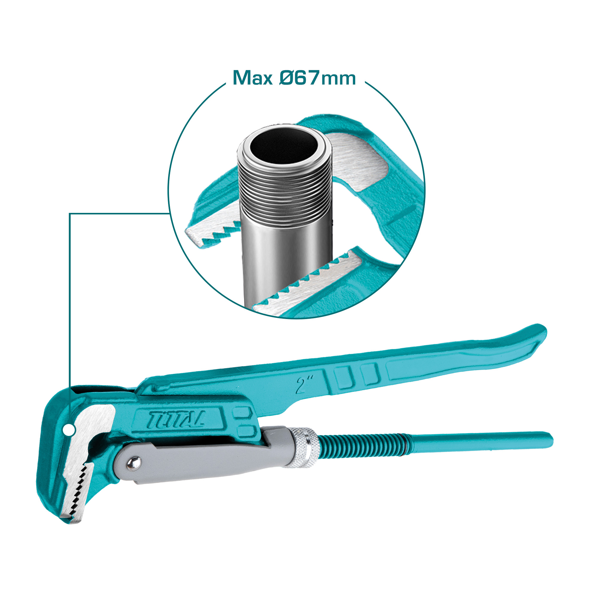 Clé serre-tube suédoise 90º  THT172L | 2'' | Acier au carbone
