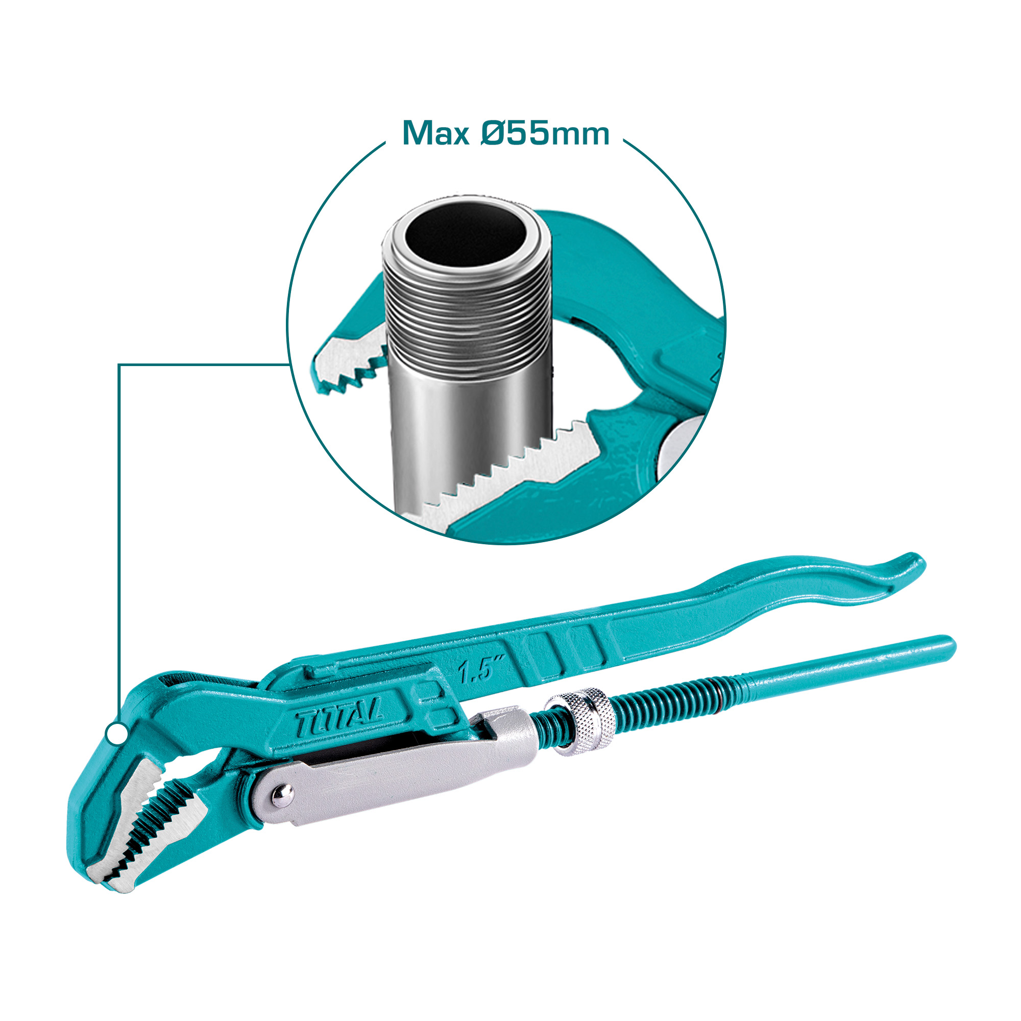 Clé serre-tube suédoise 45º  THT172 | 1,5'' | Acier au carbone