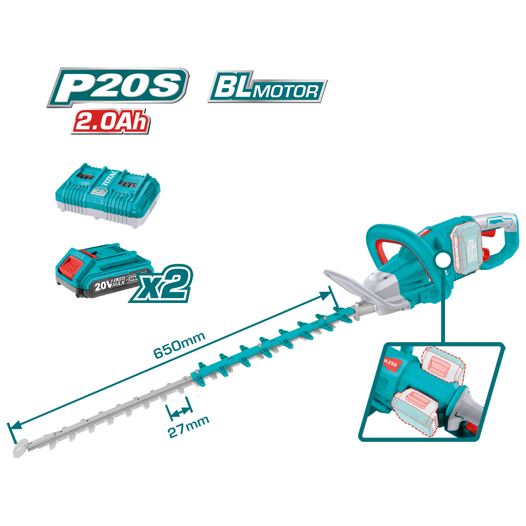 Coupe-haie brushless à batterie  THTLI400282 | 40 V