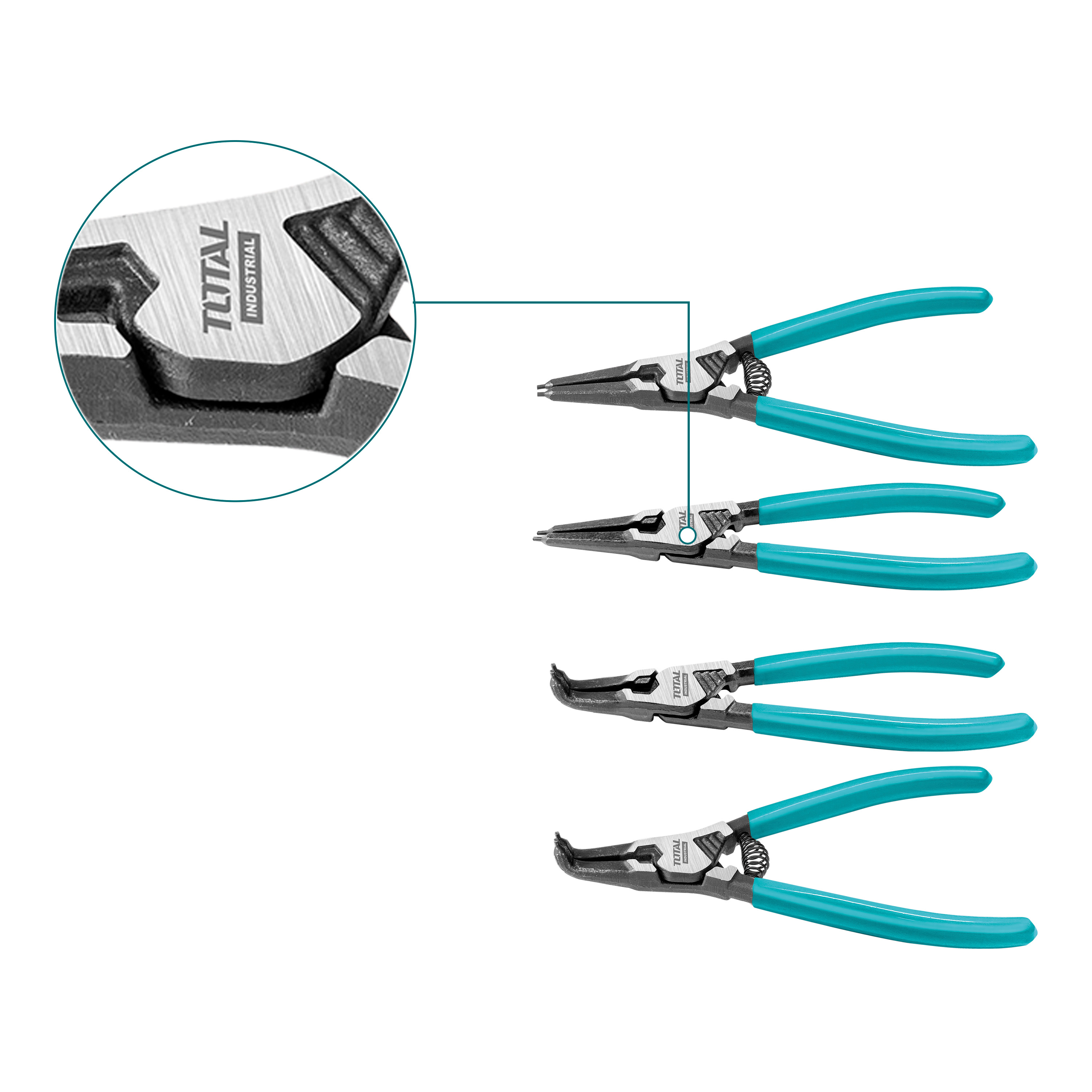 Jeu de 4 pinces pour circlips  THTJ214042 | 180 mm | Acier au carbone